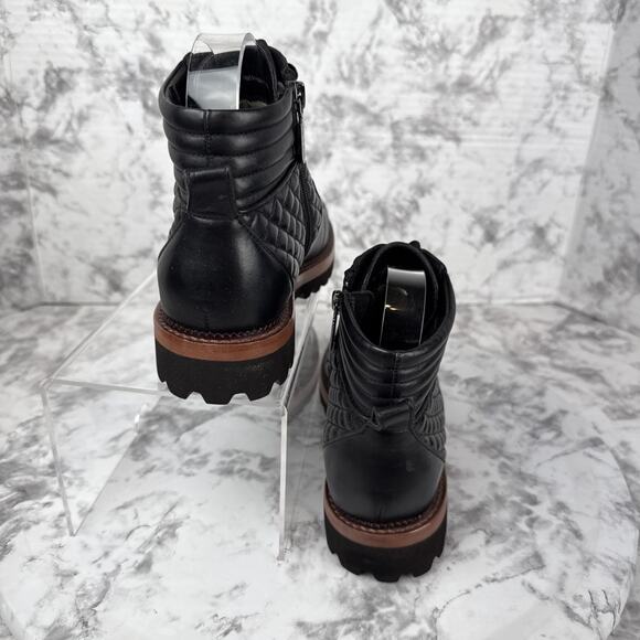 Blondo Womens Helen Waterproof Hiker Boot Size 7 Lace Up Black Quilted Leather - Picture 3 of 9